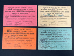 Lot 3 Anciennes Cartes De Pêche Pisciculture Puy De Dôme 1927 1929 1930 1931 - Membership Cards