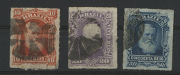 BRESIL N° 37 + 38 + 39 Cote 10,50 € Oblitérés "EMPEREUR PEDRO II". - Gebraucht