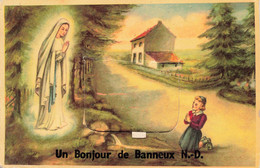 CPA Fantaisie - A Systeme - Un Bonjour De Banneux - Apparition De La Vierge Marie - Accordéon De Vues Qui Se Déplie - Dreh- Und Zugkarten