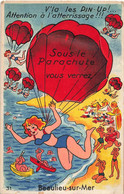 CPA Fantaisie - A Systeme - V'la Les Pin Up - Beaulieu Sur Mer - Sous Le Parachute - Accordéon De Vues Qui Se Déplie - Cartoline Con Meccanismi