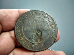 ANGOLA 2 MACUTAS ND(1837) Countermark On 1 Macuta, Host Date 1785 KM# 51.2 (G#27-113) - Angola