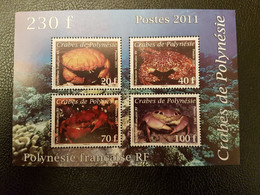 Polynesia 2011 Polynesie Marine Life Crabs Crabes Spotted Reef Crab Ms4v Mnh - Neufs