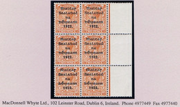 Ireland 1922 Thom Rialtas Ovpt In Black On 2d Die 2, A Marginal Block Of 6 Mint Unmounted - Nuevos