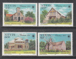 1985 Nevis Christmas Noel Navidad Churches Complete Set Of 4 MNH - St.Kitts Und Nevis ( 1983-...)