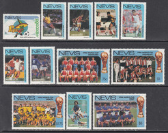 1986 Nevis Mexico World Cup Football Italy England Brazil  Complete Set Of 12 MNH - St.Kitts Und Nevis ( 1983-...)