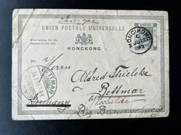 HONG KONG 1895 POSTCARD HONGKONG TO BETTMAR GERMANY 12-06-1895 (DAMAGED) - Briefe U. Dokumente