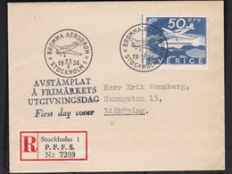 Un Timbre 50 Ore Stockholm  Suède    1936 Destination    Lidköping - 1920-1936 Coil Stamps I