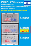 Israel ATM Definitive No # / Smallest Value Xx,x5 On 3 Papers MNH / Klussendorf Automatenmarken - Franking Labels