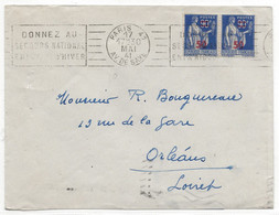 WW2 FRANCE 1941 Type PAIX Surcharge PARIS 41 SAXE DONNEZ SECOURS NATIONAL ENTRAIDE HIVER > Orleans LOIRET - Briefe U. Dokumente