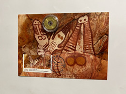 (3 M 34 A) 2022 Aboriginal Art Painting Maxicard + (scarce) Indigenous Australian Tradition In The Military $ 2.00 Coin - 2 Dollars