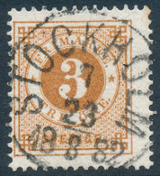 Sweden Suède Sverige 1877: Facit 28, 3ö Brown Ringtyp P13, Fine Used, Nice Cancel (DCSV00357) - 1872-1891 Ringtyp