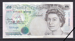 UK/Bank Of England, 5 Pounds, 1991/G. E. A. Kentfield Prefix AA71, Grade EF - 5 Pounds