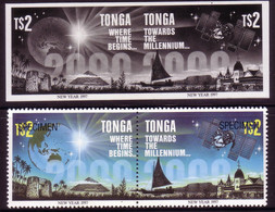 Tonga 1996 - $2.00 Proof Pair + Specimen Pair - Space - Satellite - Globe - Oceania