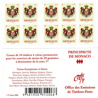 Monaco - Carnet De 10 Timbres "Zone 1"   Autocollants - Y&T  N°16** - 2009 - Carnets