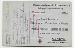 HELVETIA GERMANY  CARTE  PRISONNIERS KRIEGS  CAMP MERSEBURG ALLEMAGNE 1915 POUR COMITE BERNOIS SECTION ROMANDE GENEVE - Oblitérations