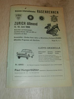 Speedway Zürich / Allmend 11.06.1960 , Grasbahnrennen , Programmheft / Programm / Rennprogramm , Program !!! - Motos
