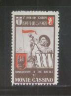 POLAND 1969 25TH ANNIV BATTLE OF MONTE CASSINO ITALY STAMP NHM ISSUED BY UK POLES POLONICA WW2 Bugle Trumpet Soldier F - Fiscali