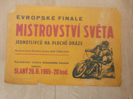 Speedway WM Finale Slany 26.06.1965 , Plakat / Poster , Bahnsport Nachlass !!! - Motos