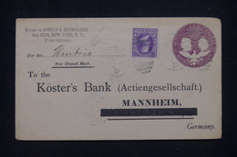 ETATS UNIS - Entier Postal + Complément De New York Pour L'Allemagne En 1895 -  L 135180 - ...-1900