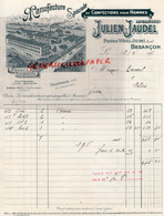 25-BESANCON- BELLE FACTURE JULIEN JAUDEL-MANUFACTURE CONFECTIONS -PIERRE WEILL-1906 - Kleding & Textiel