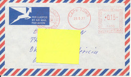 South Africa Air Mail Cover With Red Meter Cancel Sent To Denmark Cape Town 29-8-1977 - Luchtpost