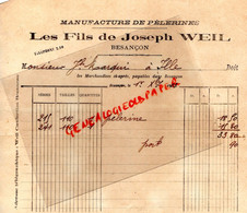 25- BESANCON- RARE LETTRE LES FILS DE JOSEPH WEIL-MANUFACTURE PELERINES- PELERINE-1903  HARQUIN ILLE - Textile & Vestimentaire