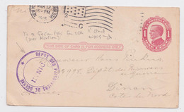 Us WW1 New York Postal Card Stationery Entier Tampon Dépôt Des Prisonniers De Guerre Camp Dinan POW Postmark - 1901-20