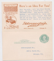 Usa Chicago Printed Private Postal Card Stationery Pub Addressograph Entier Repiquage Publicité Machine à Imprimer 1925 - 1901-20