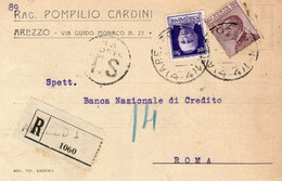 AREZZO - RAG POMPILIO CARDINI - CARTOLINA COMMERCIALE SPEDITA NEL 1929 AREZZO - ROMA - Publicité