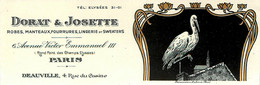 DORAT & JOSETTE Mode 6av Victor Emmanuel III Paris 8ème Et Deauville * Doc Publicitaire Illustrateur Art Nouveau - Advertising