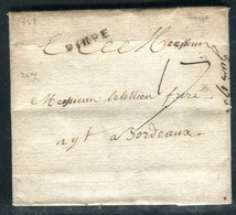 Marque Postale " DIEPE " Sur Lettre Avec Texte De Dieppe  Pour Bordeaux En 1768 - D 18 - 1701-1800: Precursores XVIII