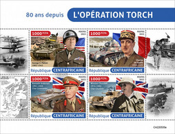 Central Africa  2022 Operation Torch. Charles DeGaulle. Winston Churchill. (535a) OFFICIAL ISSUE - Sir Winston Churchill