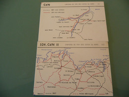 2 PETITES CARTES CARTONNEES DES CHEMINS DE FER DES COTES DU NORD - Cartes Topographiques