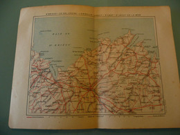 ANCIENNE CARTE ST. BRIEUC LE VAL ANDRE LAMBALLE ERQUY ST CAST ST JACUT CHEMINS DE FER COTES DU NORD 1924 - Cartes Routières