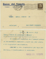 TORINO -BANCO DEL TESSUTO 1933 PIEGA ANGOLO EVIDENTE - Education, Schools And Universities