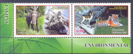 2021. Tajikistan, Environment Protection, Tiger, Elephant, 2v Perforated, Mint/** - Tadjikistan