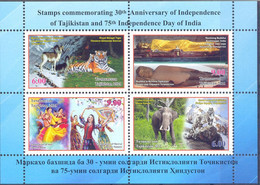 2021. Tajikistan, Fauna, Independence Anniversaries, Joint Issue With India, S/s Perf, Mint/** - Tadschikistan