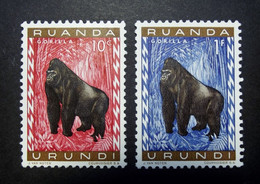 Ruanda - Urundi - 1959 - N° 205 - 209 ( 2 Values ) Gorilla - Gorille - Nature - Animals - Jungle - Postfris - Unused Stamps