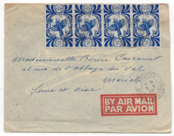 NOUVELLE CALEDONIE 1949 Lettre Par Avion 10 F NOUMEA > MERIEL Seine Et Oise France Via POINTE A PITRE - Cartas & Documentos