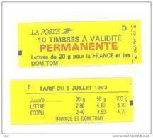 CARNET 2806-C 1 Marianne De Briat "10TIMBRES A VALIDITE PERMANENTE" Daté 8/11/93 Fermé Bas Prix Peu Proposé. - Modern : 1959-...