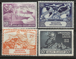 Malaya Selangor 1949 UPU Set Of 4, Hinged Mint, SG 111/4 (MS) - Selangor