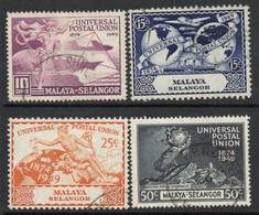 Malaya Selangor 1949 UPU Set Of 4, Used, SG 111/4 (MS) - Selangor