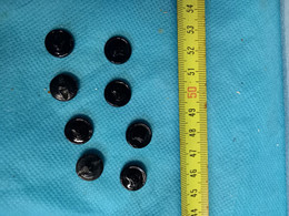 8 Boutons Noir  En Noir Verre - Buttons