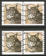 USA 2013 Bobcat Lince Rossa - C.1 Water Activated Coil  - SC # 4802 Normal Pair + Pair WITH Plate Number !!! - Francobolli In Bobina