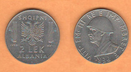 Albania Italiana 2 Lek 1939 A. XVIII Amagnetico Albanie Colonie Occupation Italienne - Albanien