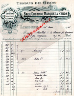 87 - LIMOGES - FACTURE BACH CHEYROU &MARQUET RENON- MANUFACTURE  CONFECTIONS TISSUS- 10 BIS RUE GARE-1926-BALLET MAINSAT - Textilos & Vestidos