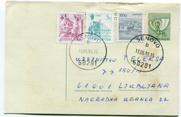 YUGOSLAVIA 1985 Posthorn 8 D. Stationery Card Used With Additional Franking.  Michel  P186 - Entiers Postaux