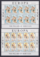 GIBRALTAR - EUROPA  1981 - MINIFEUILLE YT N° 418/419 ** MNH - MYTHOLOGIE / HERCULE - Gibraltar