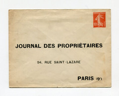 !!! ENTIER POSTAL 10C SEMEUSE AVEC REPIQUAGE JOURNAL DES PROPRIETAIRES - Umschläge Mit Aufdruck (vor 1995)