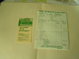 1 Facture Et 1 Carte De L' Hôtel Au Relais De La Montagne- Lourdes Année 1980 - Sports & Tourisme